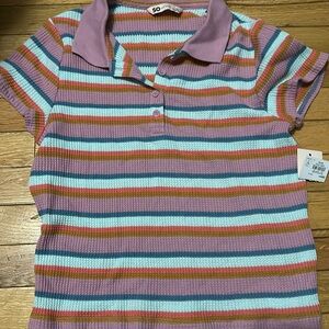SO Rainbow 80,s style Roller Rink Polo Shirt Size XL
